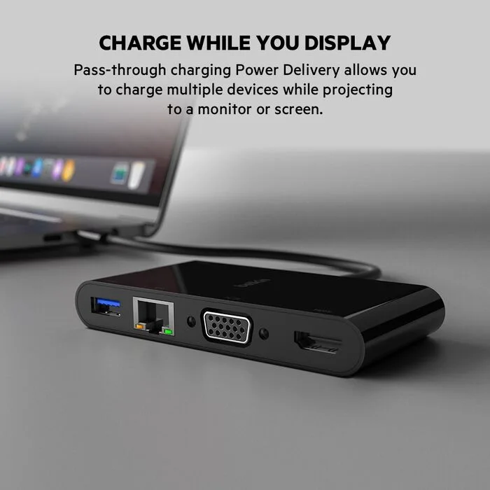 Belkin AVC004btBK USB-C 5-in-1 Hub Plus 100W