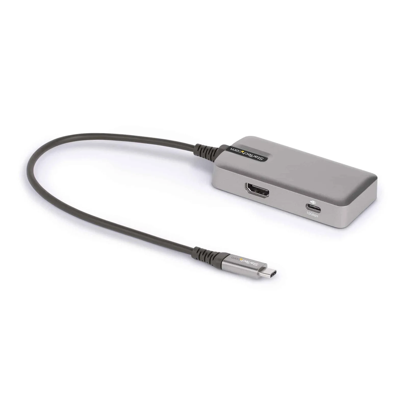 Startech.Com USB C Multiport Adapter 4K 60Hz HDMI PD StarTech.com USB 3.1 (Gen 1) Type C Docking Station for Monitor, Notebook, Tablet - 100 W Power Supply - Space Gray - Portable - 1 Displays Supported - 4K - 4096 x 2160, 3440 x 1440, 3840 x 2160 - 3 x USB Ports - 1 x USB Type-A Ports - USB Type-A - 2 x USB Type-C Ports - USB Type-C - 1 x HDMI Ports - HDMI - Wired - Mac OS X 10.13 High Sierra, Mac OS X 10.14 Mojave, Mac OS X 10.15 Catalina, Mac OS X 11.0 Big Sur, Mac OS X 12.0 Monterey, Mac OS