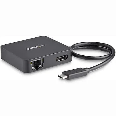 Startech.Com USB C MULTIPORT ADAPTER HDMI USB 3.0 GB StarTech.com USB Type C Docking Station for Notebook - Black - TAA Compliant - 1 Displays Supported - 4K - 4096 x 2160, 3840 x 2160 - 2 x USB Ports - 2 x USB 3.0 - USB Type-A - USB Type-C - Network (RJ-45) - HDMI - Thunderbolt - Wired - Gigabit Ethernet - Windows 7, Windows 8, Windows 8.1, Windows 10, Windows 11, Mac OS X 10.10 Yosemite