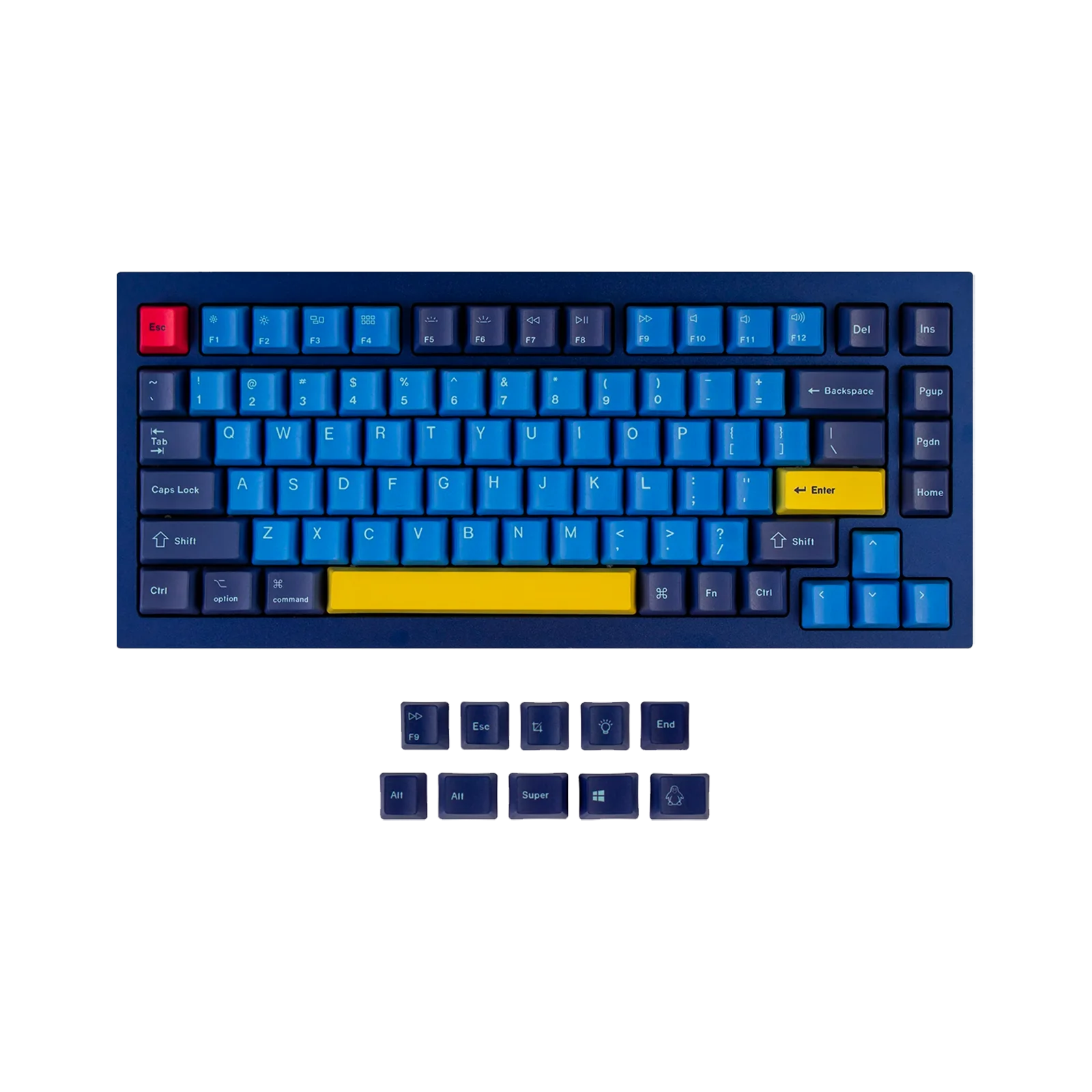 OEM Dye-Sub PBT Keycap Set - Beach - Version A 75% view 2