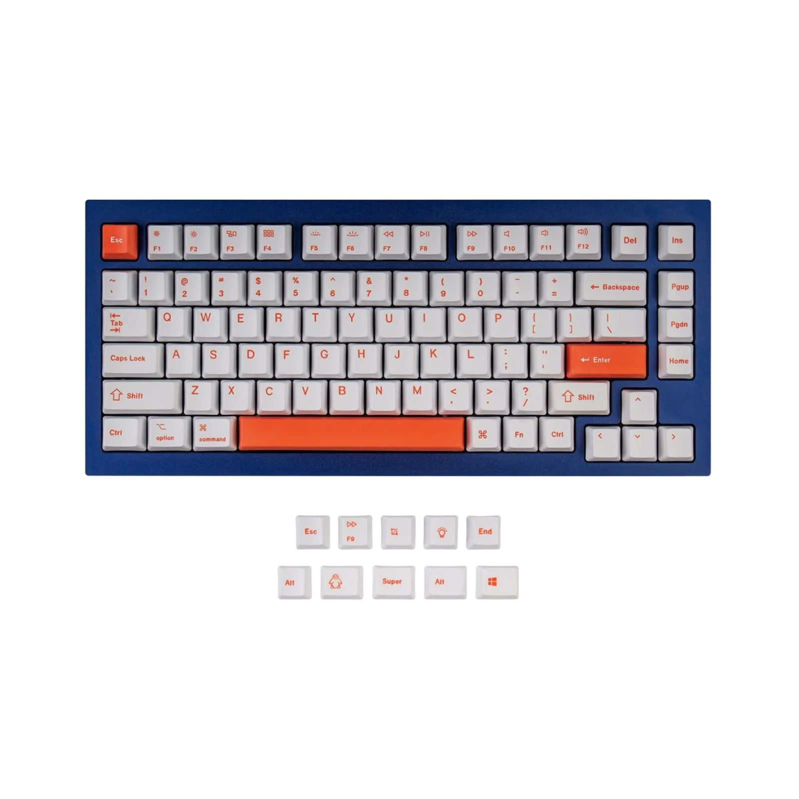 OEM Dye-Sub PBT Keycap Set - Orange White - Version A 75%