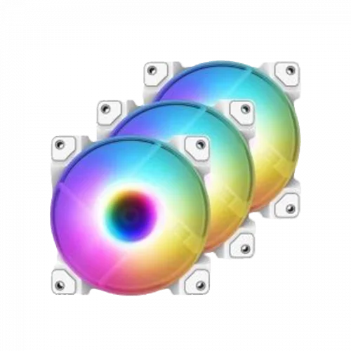 ID-COOLING DF SERIES FAN, Triple 12cm Double Ball bearing ARGB PWM White Fan kit