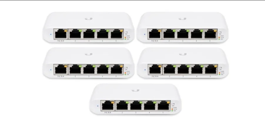 Ubiquiti USW-Flex-Mini-5 UniFi Compact 5Port Gigabit Desktop Switch, 5-pack