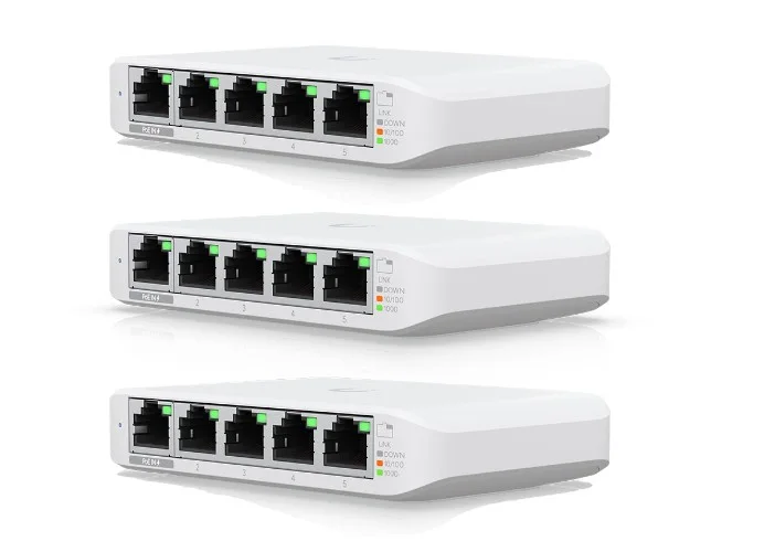 Ubiquiti USW-Flex-Mini-3 UniFi Compact 5Port Gigabit Desktop Switch, 3-pack