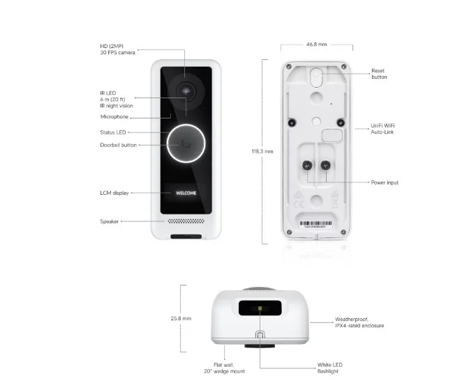 Ubiquiti UVC-G4-Doorbell UniFi Protect G4 Doorbell view 3
