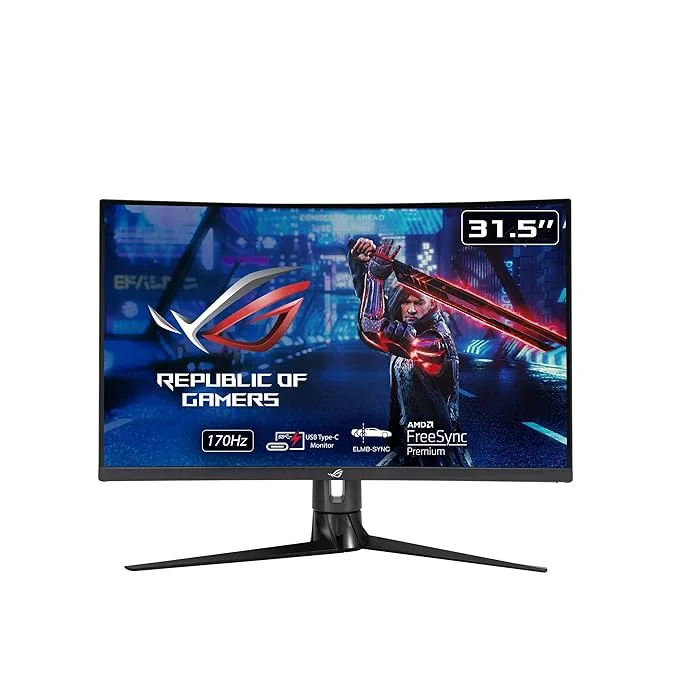 ASUS ROG Strix 31.5�h 1440P Curved Gaming Monitor (XG32VC), QHD (2560 x 1440), 170Hz, 1ms, Extreme Low Motion Blur Sync, FreeSync Premium Pro, HDMI DisplayPort USB 3.0 Type C, 125% sRGB, DisplayHDR 400