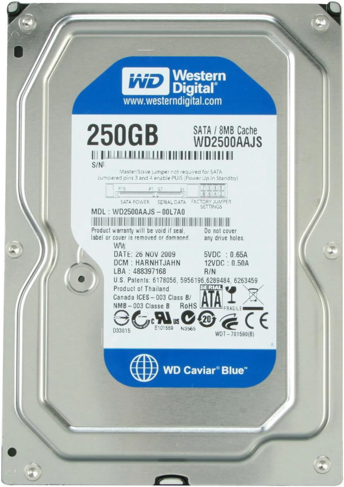 WD Western Digital WD2500AAJS 250GB SATA Hard Drive Blue