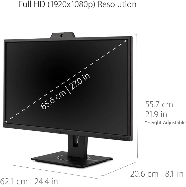 ViewSonic VG2740V 27″ Full HD IPS Video Conferencing Monitor view 2