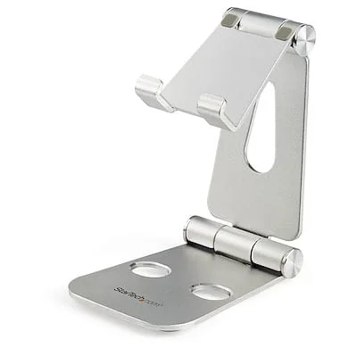 Startech.Com STAND - PHONE AND TABLET - MULTI ANGLE StarTech.com Phone and Tablet Stand - Foldable Universal Mobile Device Holder - Smartphones/Tablets - Adjustable Cell Phone Stand for Desk - 13 cm Height x 7.6 cm Width x 10.5 cm Depth - Aluminium - Silver - 1 Each