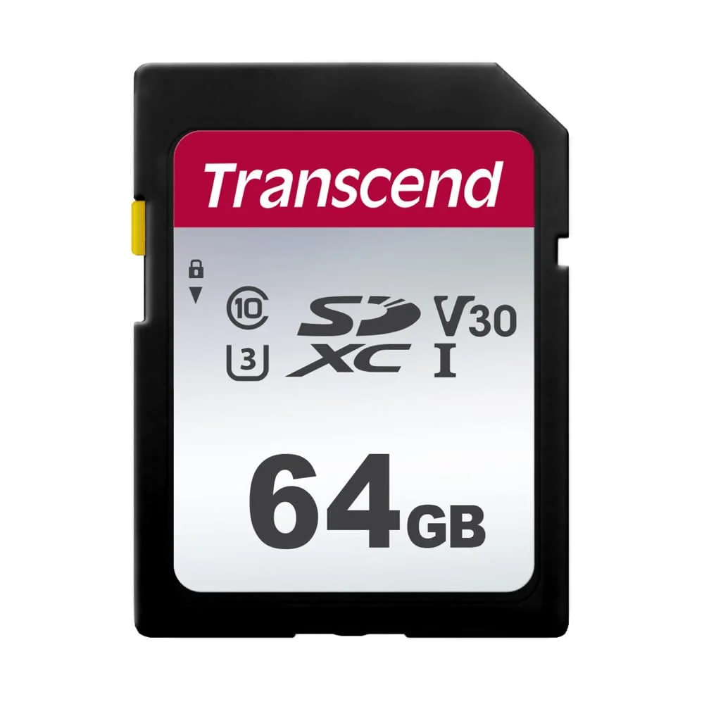 Transcend 64GB SDXC UHS-I U3 V30 Memory Card (TS64GSDC300S)