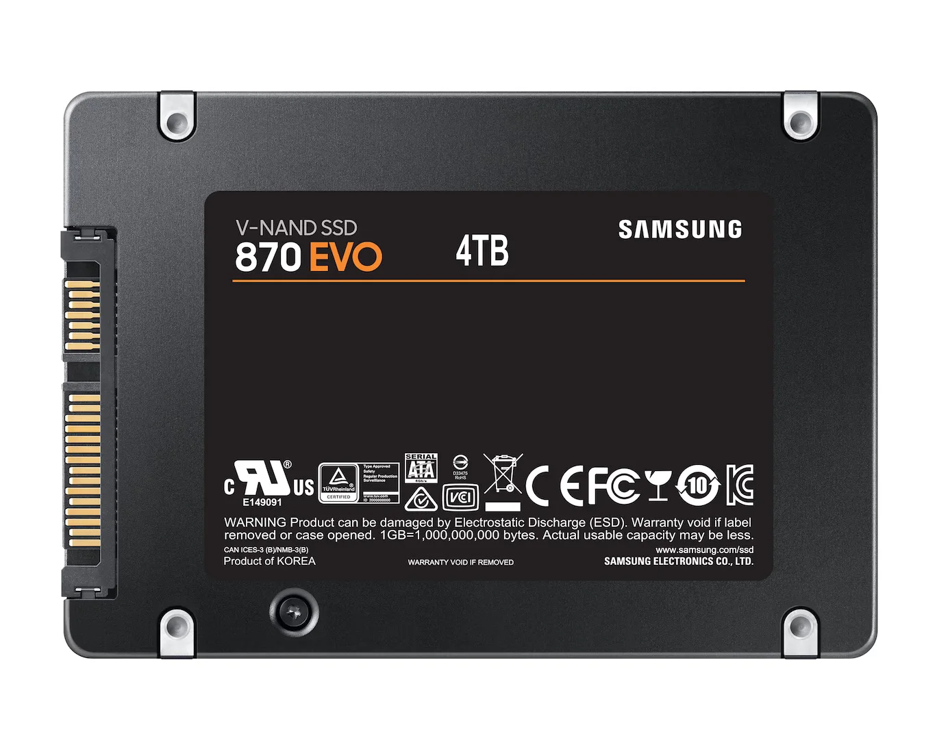 Samsung MZ-77E4T0BW Samsung 870 EVO 2.5"SATA Internal SSD 4TB view 3
