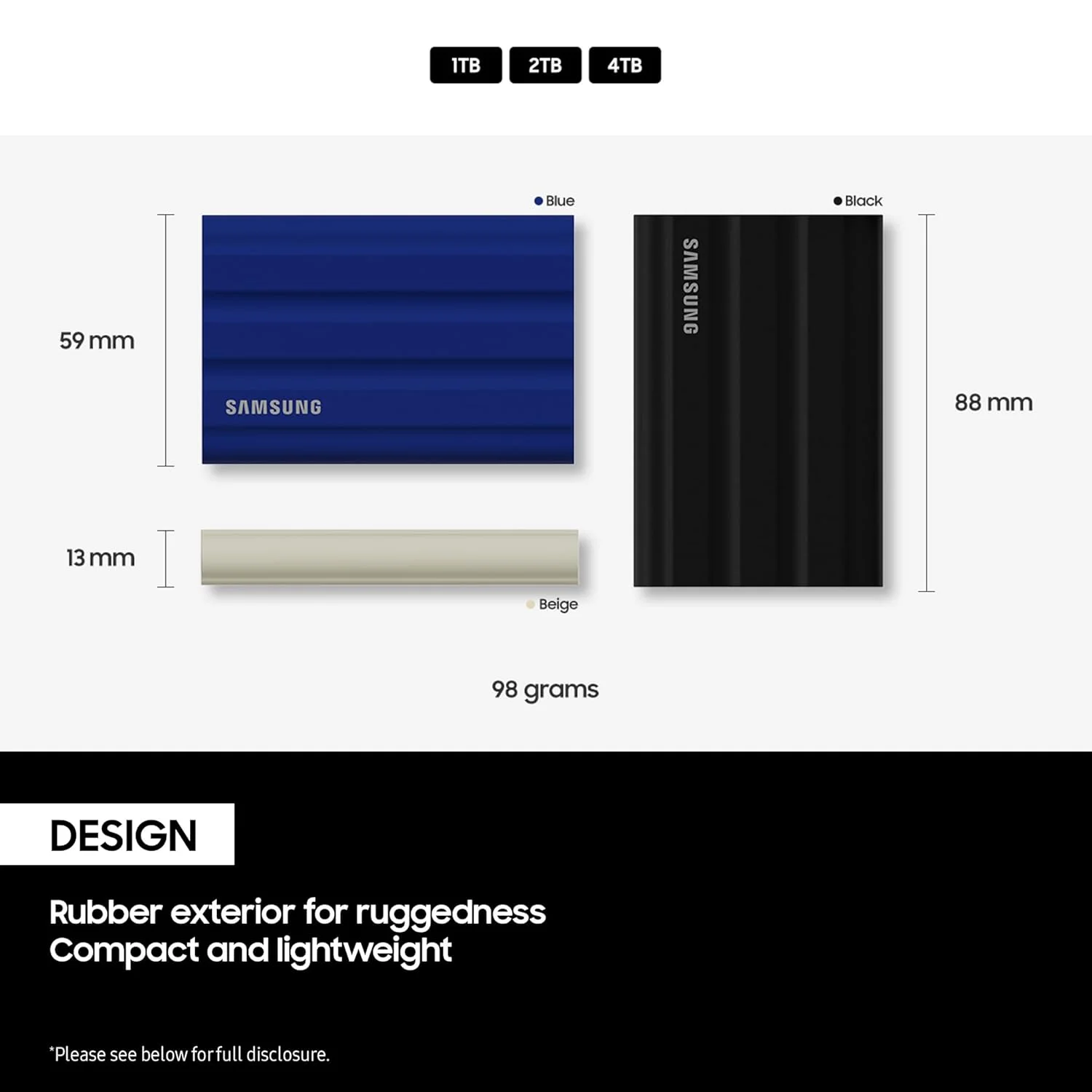 Samsung MU-PE2T0R/WW Samsung T7 Shield Portable SSD 2TB-Blue