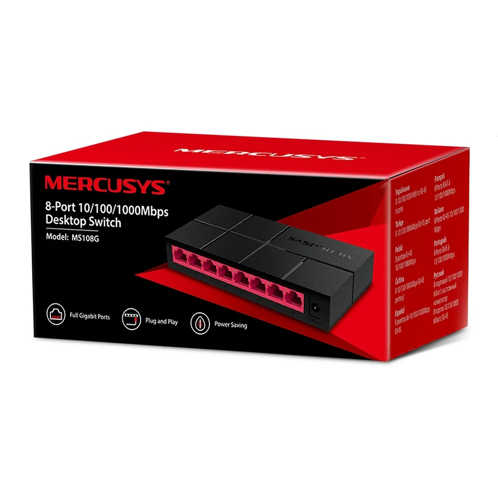 MERCUSYS MS108G Mercusys MS108G 8-Port 10/100/1000 Mbps Desktop Ethernet Switch