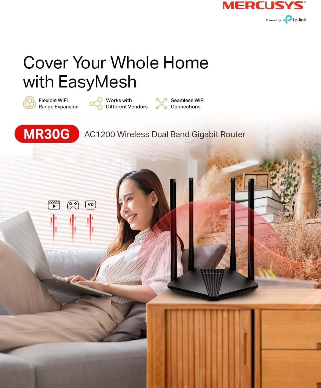 TP-Link MERCUSYS MR30G AC1200 Dual-Band Wi-Fi Gigabit Router view 4