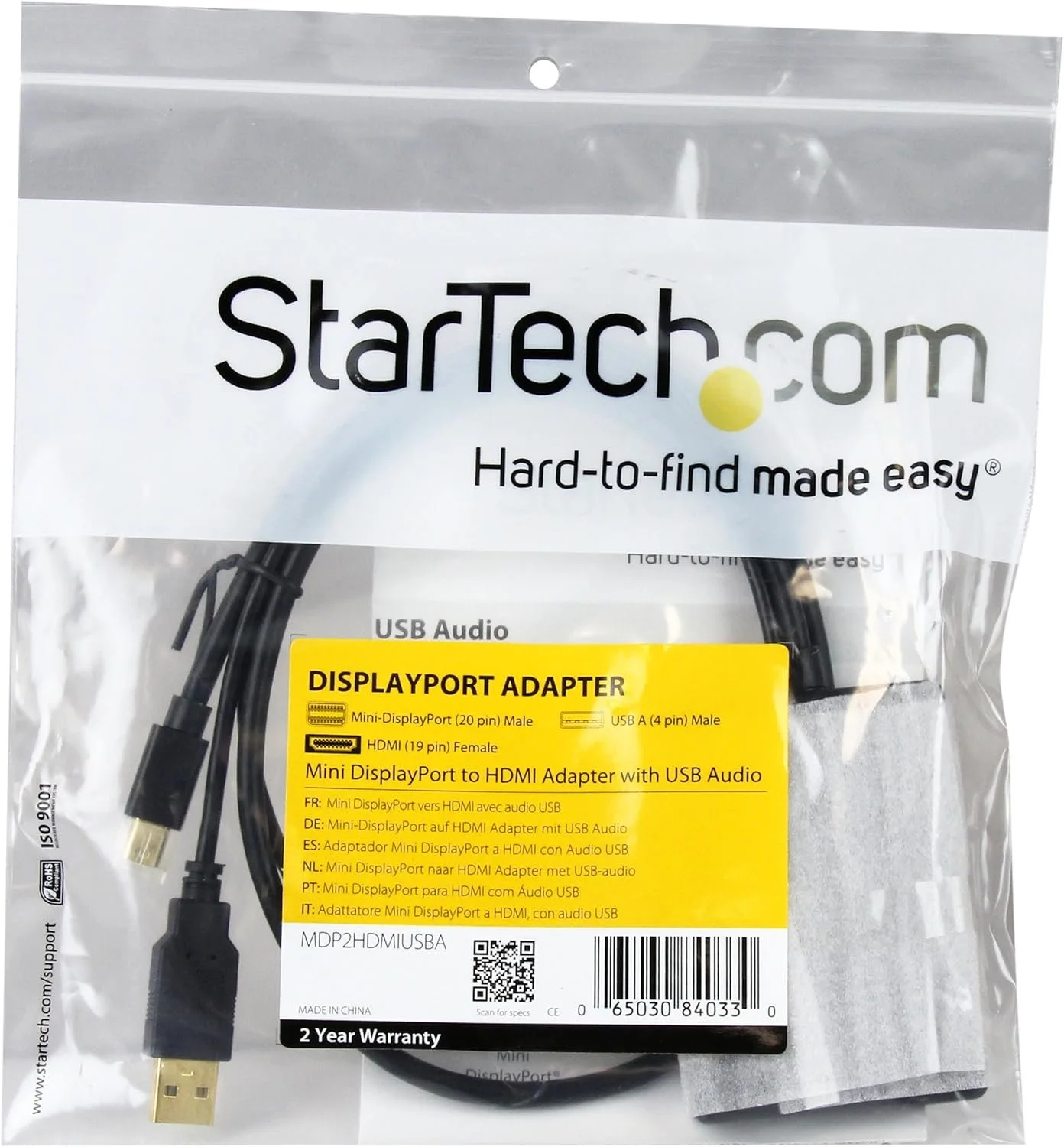 STARTECH MDP2HDMIUSBA Startech Mini DisplayPort with USB Audio to HDMI Adapter