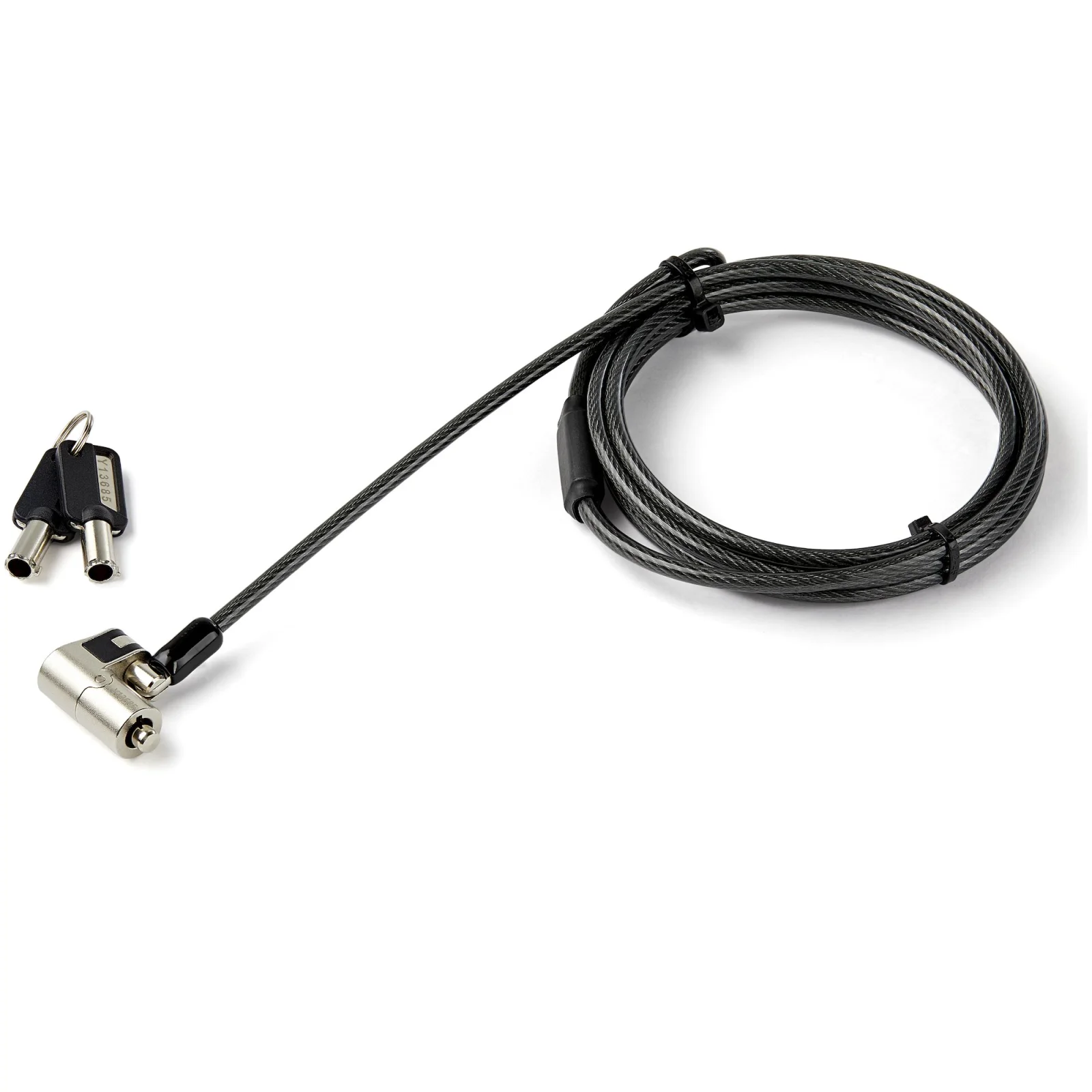 Startech.Com Universal laptop key lock StarTech.com Universal Cable Lock For Notebook, Monitor, Docking Station, Projector - 2.01 m Cable - Portable - Keyed Lock - Black, Silver - Vinyl Coated Steel, Zinc Alloy - For Notebook, Monitor, Docking Station, Projector