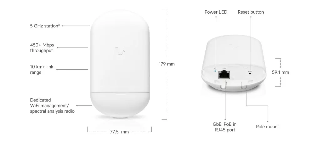 Ubiquiti Loco5AC UISP airMAX NanoStation 5AC Loco view 3