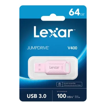 LEXAR LJDV400064G-BNPNG Lexar JumpDrive V400 USB 3.0 Flash Drive - 64GB (PINK)