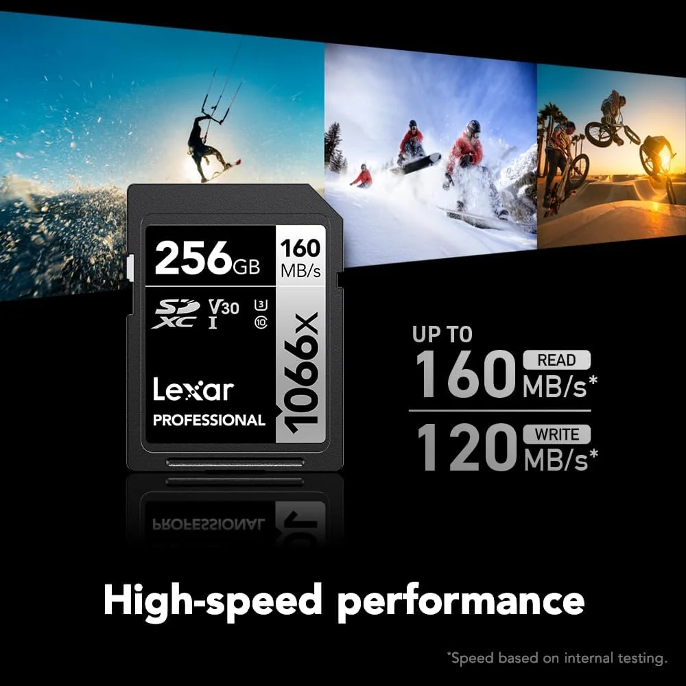LEXAR-LSD1066256G-BN LEXAR 256GB - Lexar Professional 1066x SDXC UHS-I Card SILVER Series