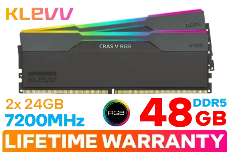 KLEVV CRAS V RGB DDR5 7200 CL34 (24GB x 2) Black KLVP-KD5KGUD80-72B340G view 2