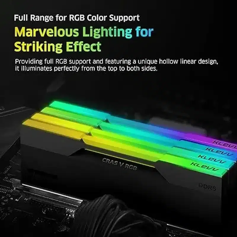 KLEVV CRAS V RGB DDR5 7200 CL34 (24GB x 2) Black KLVP-KD5KGUD80-72B340G view 3