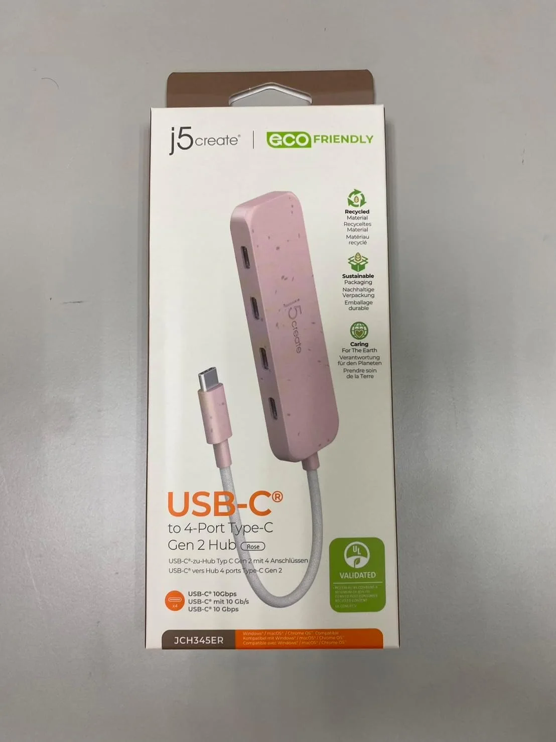 J5CREATE JCH345ER USB-C 4 Ports Type C Gen 2 Hub (Rose)