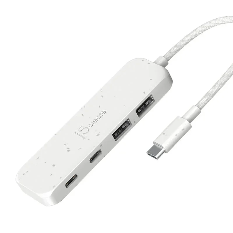 J5CREATE JCH342EW USB-C 4 Porta 2x C 2x A Hub (White)