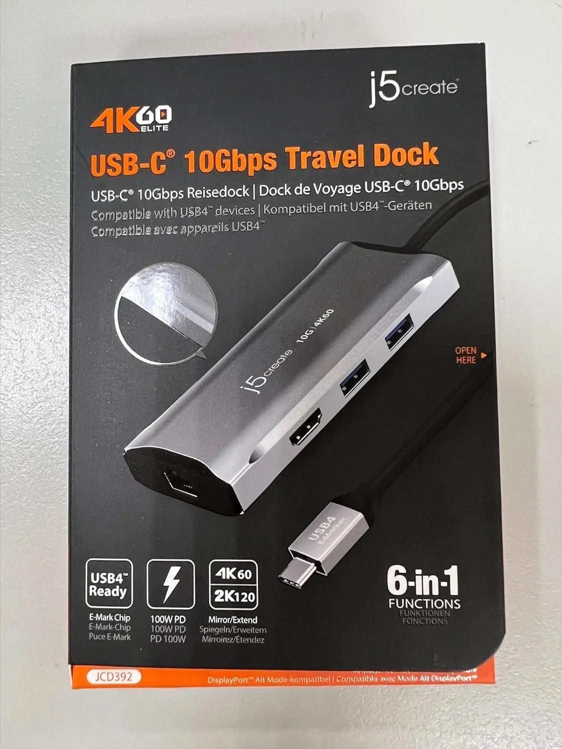 J5CREATE JCD392 J5CREATE 4K60 Elite USB-C® 10Gbps Travel Dock