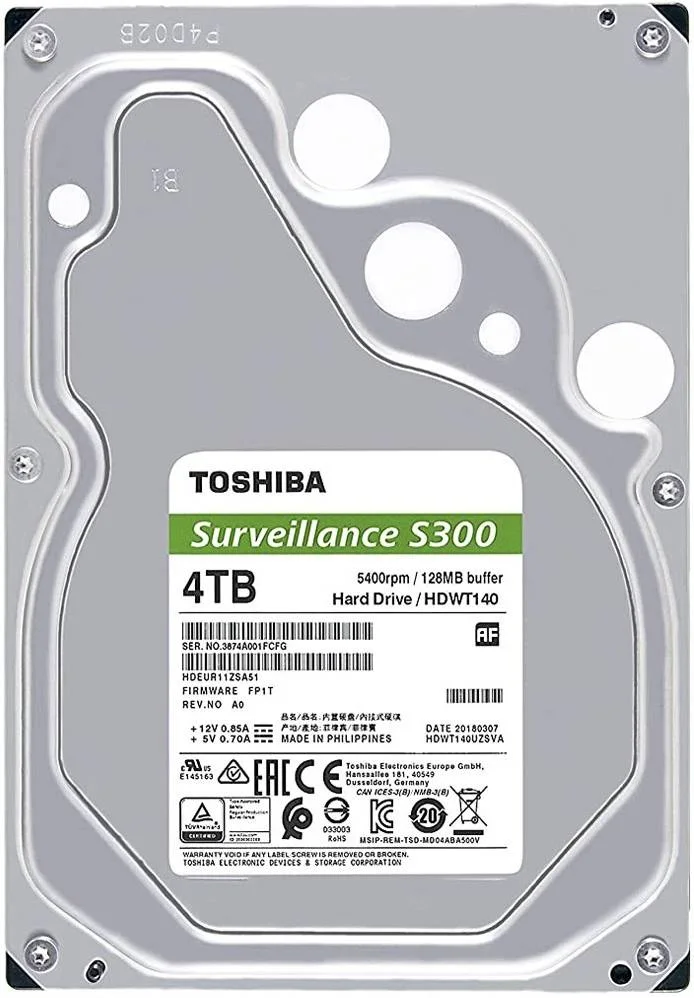Toshiba HDWT840UZSVA 3.5" 4TB Surveillance Drive 5400rpm 128MB view 2