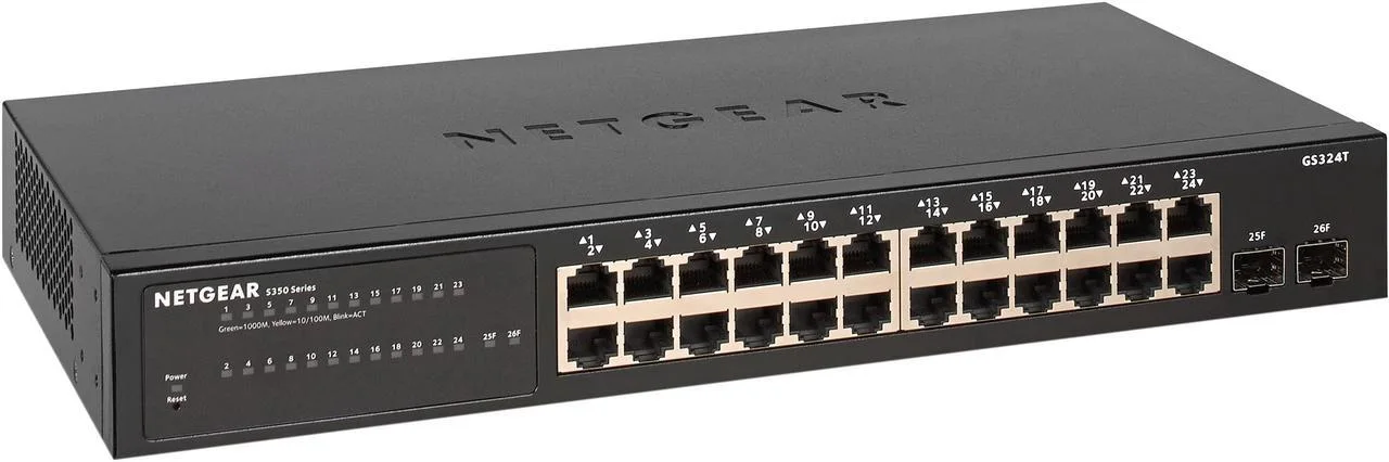 NETGEAR 26-Port Gigabit Ethernet Smart Managed Pro Switch (GS324T) - with 2 x 1G SFP, Desktop/Rackmo