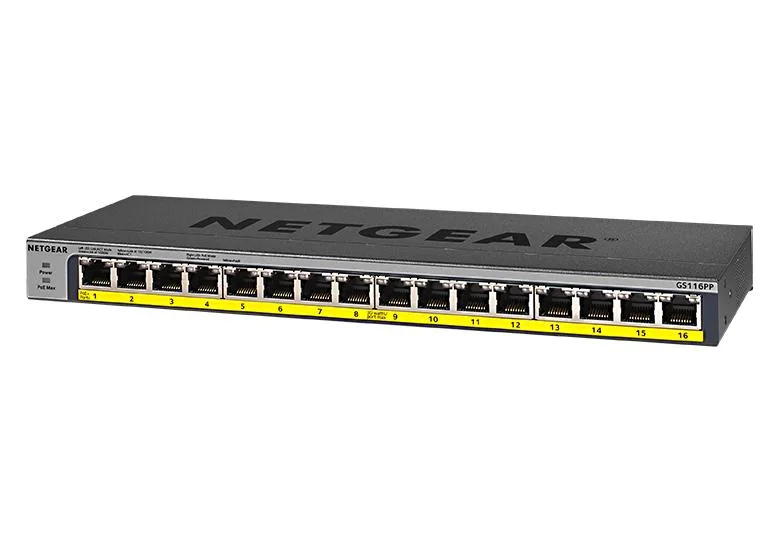 NETGEAR 16-Port Gigabit Ethernet Unmanaged PoE Switch (GS116PP) - with 16 x PoE+ @ 183W, Desktop/Rac