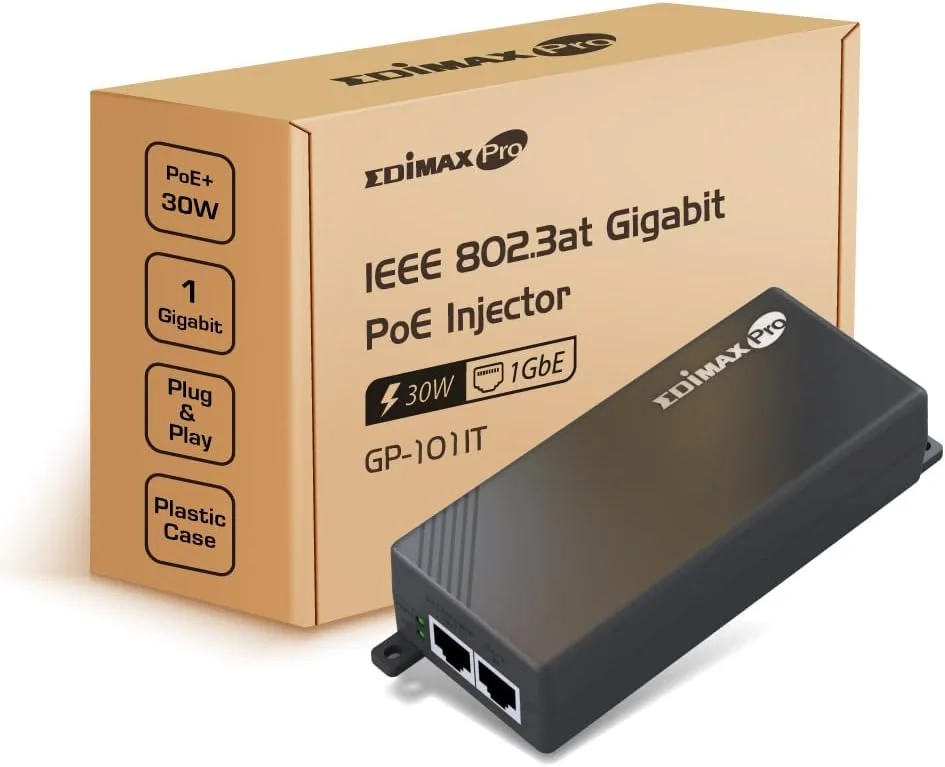Edimax GP-201IT Edimax Pro Gigabit PoE+ 30W Injector Adapter, 2.5 Gbps