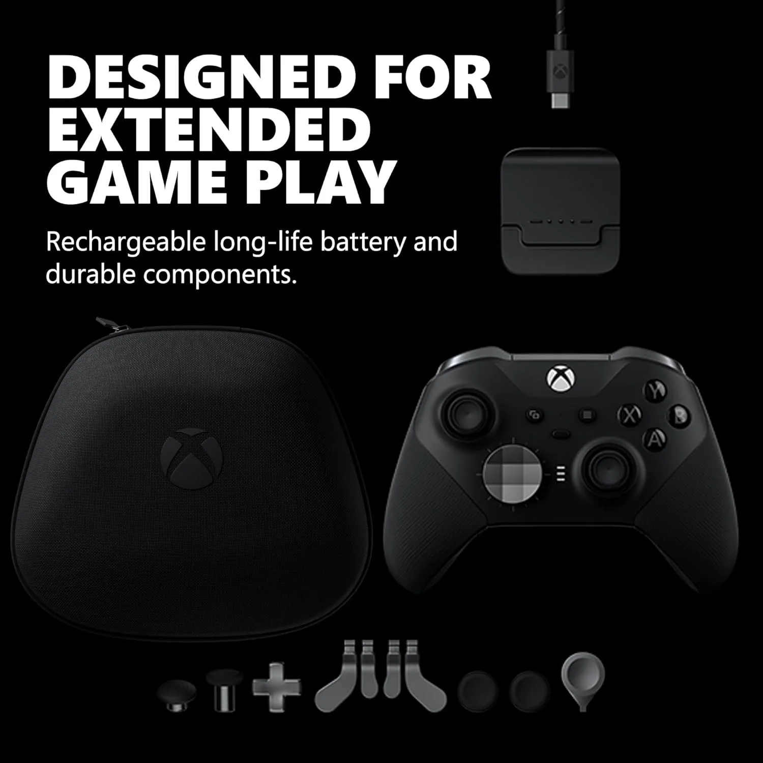 Microsoft Xbox Elite Wireless Controller Series 2 Microsoft Elite Gaming Pad - Wireless - Bluetooth - USB - Xbox Series X, Xbox Series S, Xbox One, PC, Smartphone, Tablet, Android, iOS, Xbox - Carbon Black
