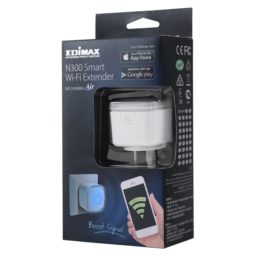 Edimax N300 Smart Wi-Fi Extender With Edirange App Control For Wifi Scheduling, Parental Control & G
