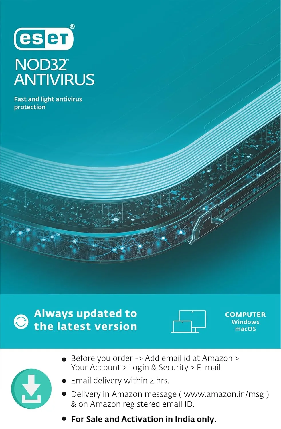 ESET-AV-1U3Y ESET NOD32 Antivirus Commercial 1Users 3 Year