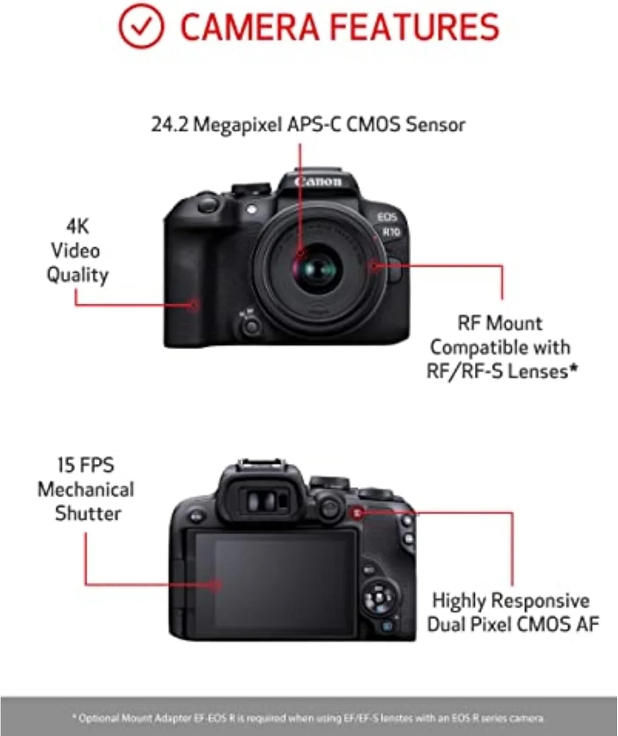 CANON EROS R10 Canon Mirrorless Camera with 18-45mm Lens