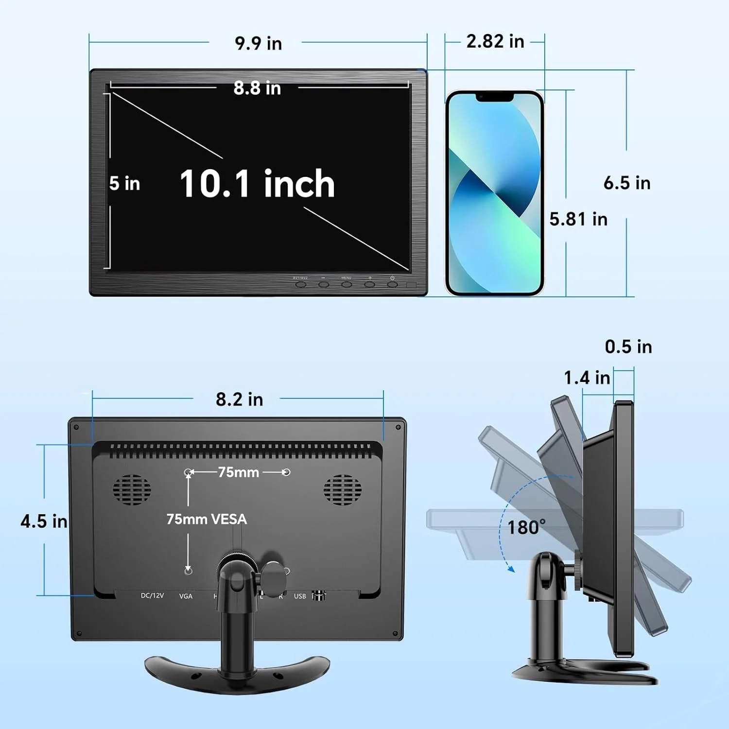EYOYO EM10P 10 Inch EM10P CCTV Security Monitor 4:3 IPS LCD Screen 1024x768