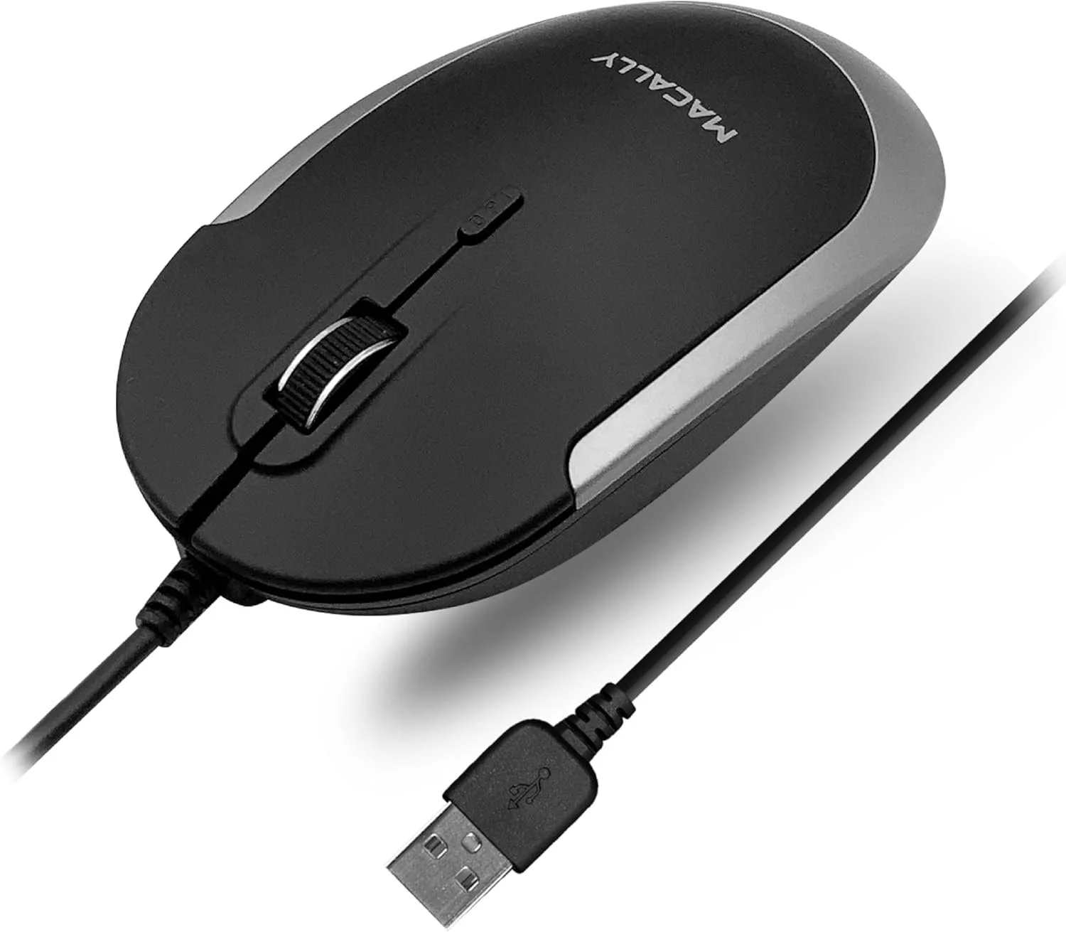 MACALLY ‎DYNAMOUSESG Macally Silent Wired Mouse - Slim & Compact USB Mouse for Apple Mac or Windows PC Laptop/Desktop - D