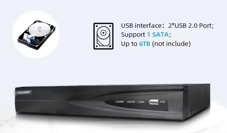 HIKVISION DS-7604NI-Q1/4P Hikvision 4 Ch 40Mbps Bit Rate Input Max (Up To 4-Ch Ip Video) ,H.265/H.265+/H.264/H.264+, 1 Sata In