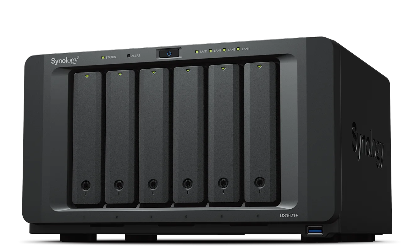 Synology 6-bay DiskStation Quad Core 2.2 GHz 4GB 6-bay DiskStation (up to 16-bay) Quad Core 2.2 GHz 4GB RAM (up to 32GB) Built-in two M.2 NVMe SSD slots 10GbE NIC support (optional)