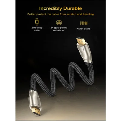 UGREEN DP112-60843 Ugreen 8K DisplayPort Cable Ultra HD Gold-Plated DisplayPort 1.4 Male to Male Nylon Braided Cable SP view 2