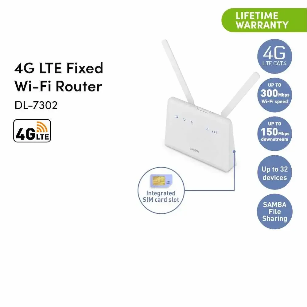 PROLINK DL-7302 LTE CAT4 Wi-Fi 4G Home Router