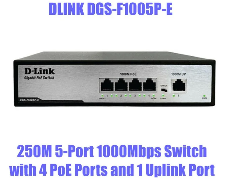D-Link DGS-F1005P-E 250M 4-Port Gigabit PoE Switch + 1 Gigabit Uplink Port (60W)