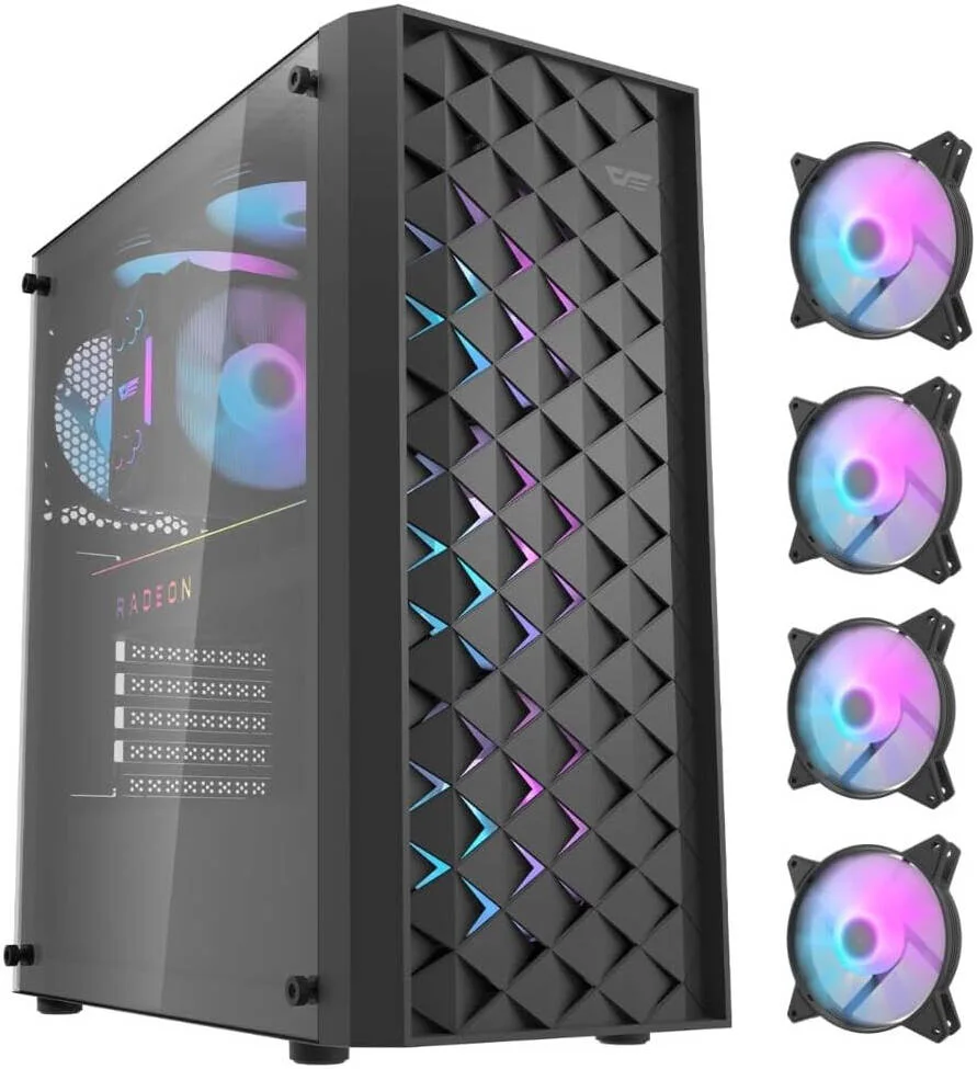 DARKFLASH DF-DK351-BK DarkFlash DK351 TG Black (w/4 ARGB Fans)
