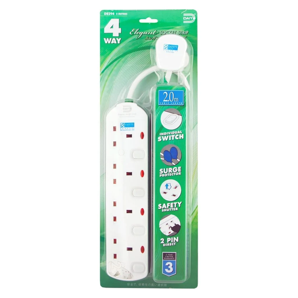 Daiyo Extension 4-way Power Socket 2m DE-294-2M