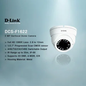 D-LINK DCS-F1622 2MP Varifocal Dome HD Cameras