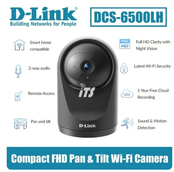 D-LINK DCS-6500LH Compact Full HD Pan & Tilt Wi-Fi Camera