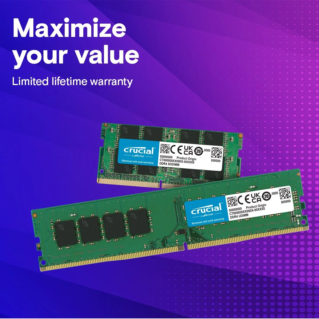Crucial 8GB DDR4-3200 UDIMM CL22 (8Gbit) view 3