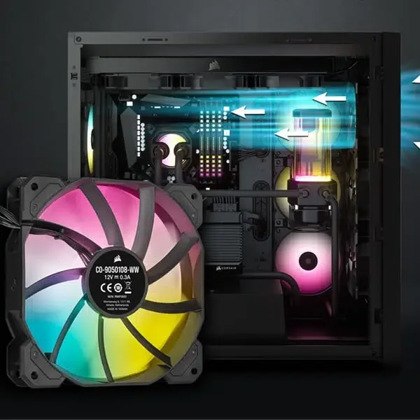 CORSAIR iCUE SP120 RGB ELITE Performance 120mm PWM Single Fan,Black view 3