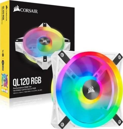 Corsair CS-CO-9050103-WW iCUE QL120 RGB PWM Fan Single Pack, 120mm, White